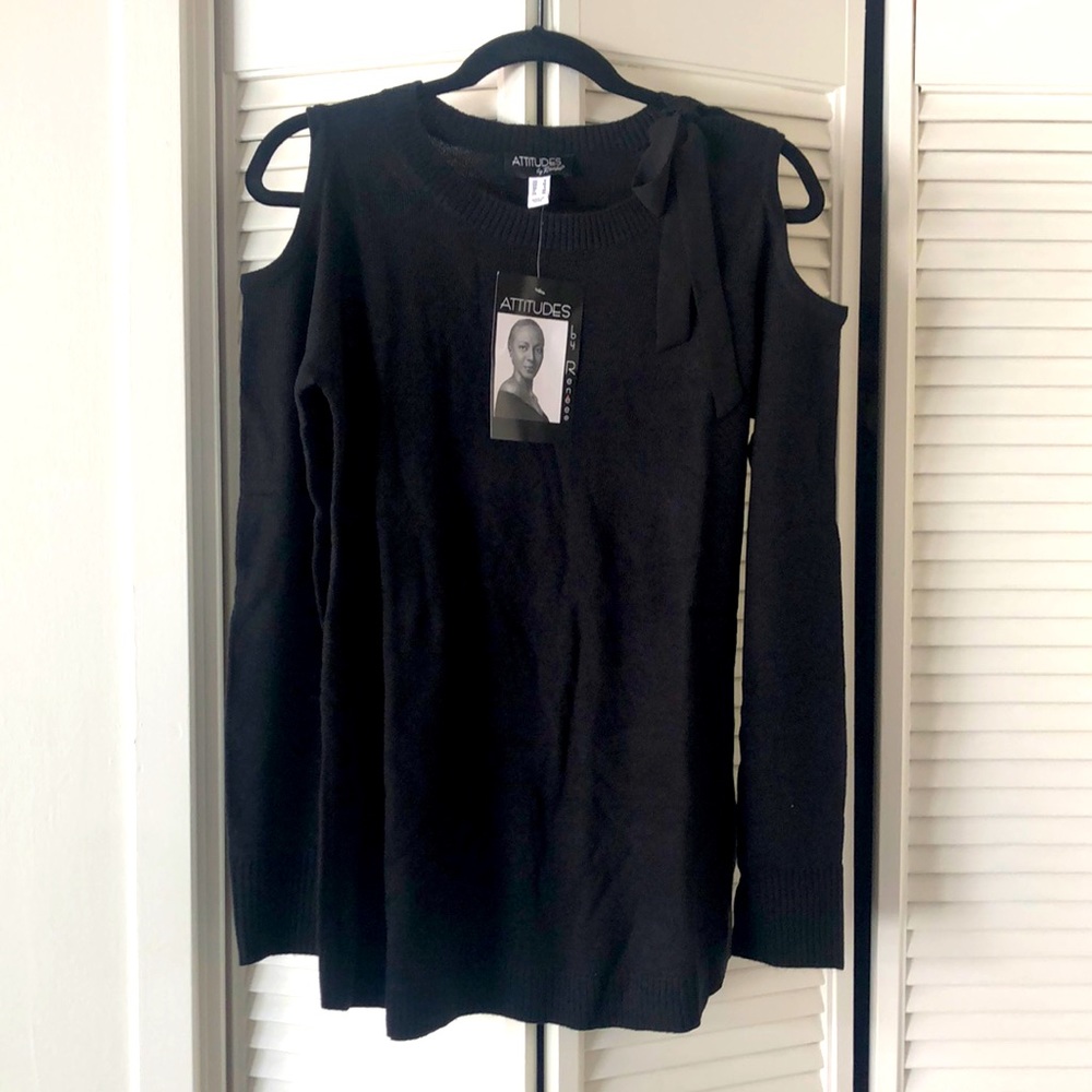 NWT!! Women with Control Attitudes by Renee Cold Shoulder Sweater